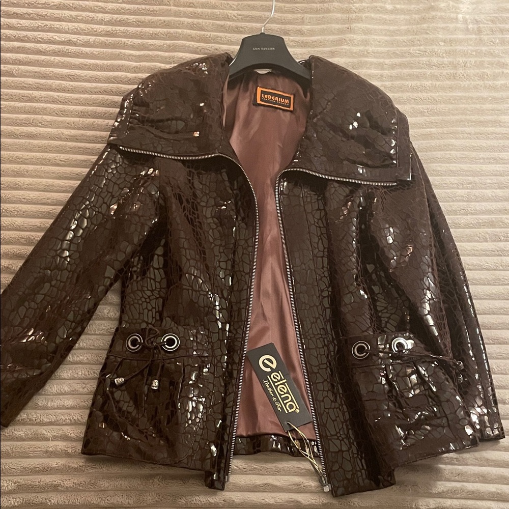 NWT genuine Croc-Embossed Leather Jacket | Luxery |